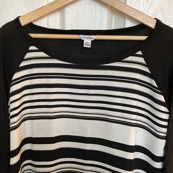 Calvin Klein boatneck silky striped top - Picture 2 of 4